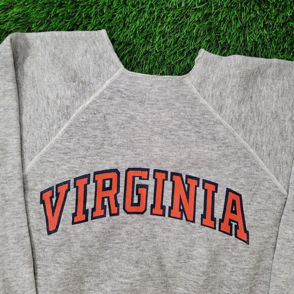 Vintage Virginia Raglan Sweatshirt Womens Medium 19x22 Gray - Picture 5 of 10